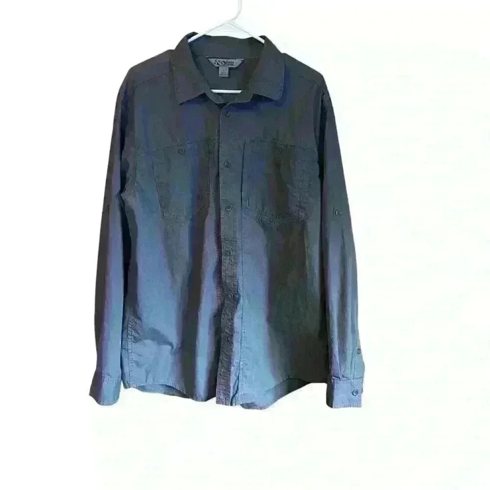 Guide Series Gander Mountain 100% Cotton Gray Outdoor Shirt Sz L